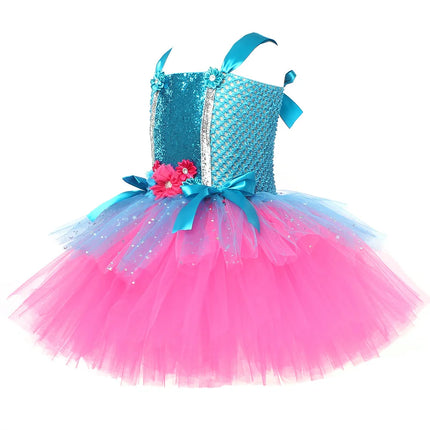 Trolls Tutu Dress for Girls Princess Poppy Birthday Costumes Carnival Party Costume Toddler Kids Pumpkin Dress Up DanceTutu Dres