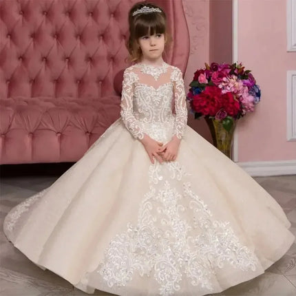 Customized Flower Girl Dress for Wedding Floor Length Appliques Birthday Ball Gowns Princess First Holy Communion Dress