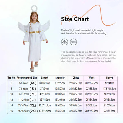 Sweet Girls Angel Costume Outfits Kids White Fancy Princess Church Robes Angel Dress+Feather Wings+Headband Dress Up 3Pcs Set