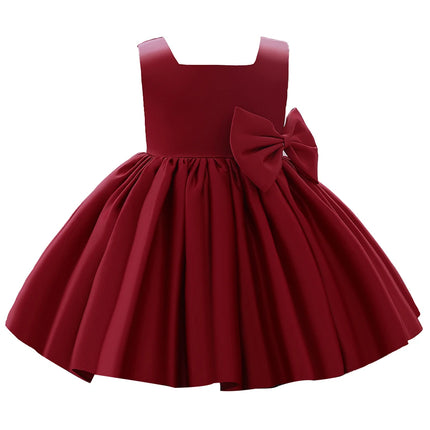 Big Bow Princess Sweet Kids Tutu Toddler Birthday Party Newborn Christening Children Baptism Baby Girls Clothes Summer Dresses