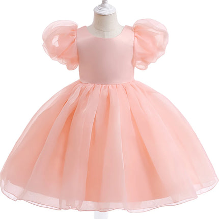 Fashion Flower Printed Party Girls Dresses Christmas Costume White Wedding Birthday Princess Prom Dress for Girl Bridesmaid Gown