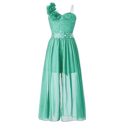 Girls Elegant Party Dress Wedding Birthday Prom Stage Pageant Gown Shiny Sequin Beaded Applique Lace Chiffon Jumpsuit Dresses