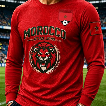 2026 Morocco round neck long sleeved T-shirt 3D printed long sleeved casual daily breathable fast drying fashion versatile