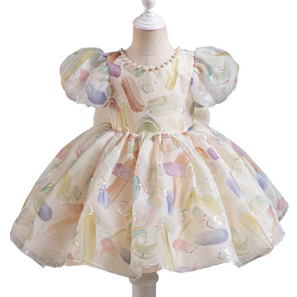 Fashion Flower Girl Dresses for Weddings Lace Short Sleeve Prom Dresses Summer Children Girls Party Dresses 1-7 Years