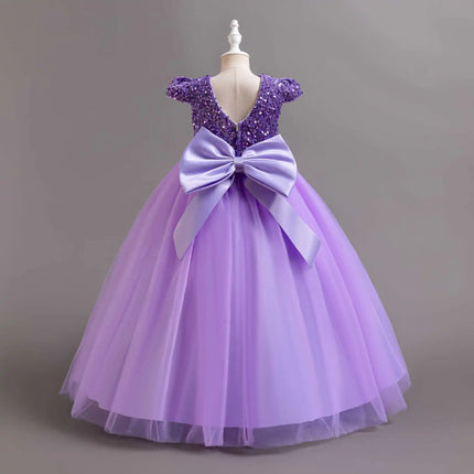 HETISO Kids Christmas Evening Dresses Girls Sequined Lace Elegant Wedding Dress Long Robe Children Clothing Princess Formal Gown