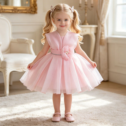 Toddler Flower Baptism Party Baby Girl Dress Infants 1st Birthday Wedding Princess Prom Dress Girls Host Bridesmaid Evening Gown