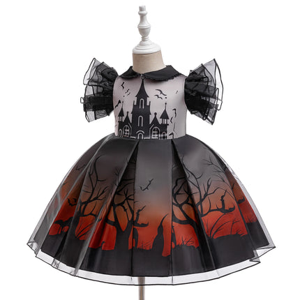 Church Bat Halloween Cosplay Costume for Girls Carnival Christmas Broom Birthday Party Dresses Pumpkin Ghost Prom Kids Clothing