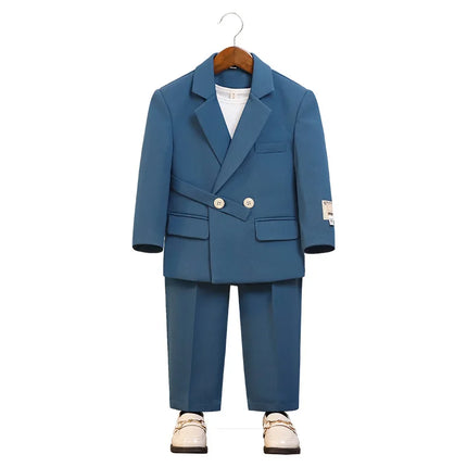 Boys Autumn Winter Jacket Pants 2Pieces Clothing Set kids Formal Black Host Piano Performance Suit Children's Photography Dress