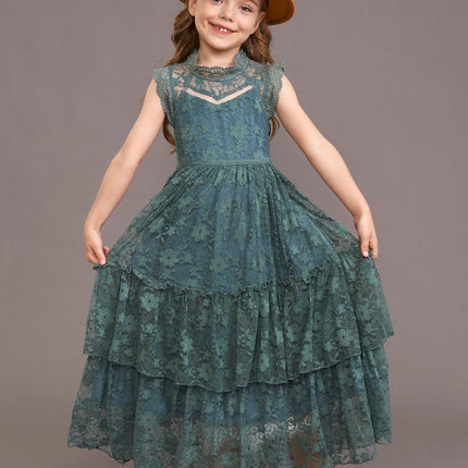 Girls Flower Dress Lace Cotton Dress Baby Kids Wedding Princess Party Dress Teenager Children Christmas Clothes for 4 6 8 10 12y