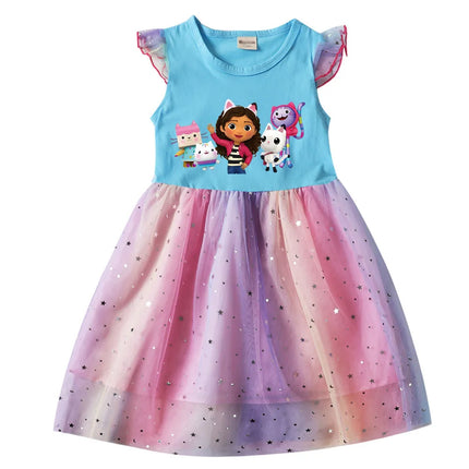 Gabby DoLLhouse Dress Kids Summer Short Sleeve Dresses Baby Girls Cartoon Clothes Toddler Girl Princess Wedding Party Vestidos