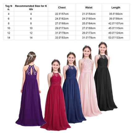 Kids Girls Wedding Bridesmaid Dress Spaghetti Strap Elegant Chiffon Maxi Party Dresses with Faux Pearls Belt for Banquet Pageant