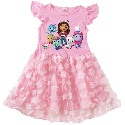 Gabby DoLLhouse Dress Kids Summer Short Sleeve Dresses Baby Girls Cartoon Clothes Toddler Girl Princess Wedding Party Vestidos