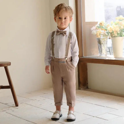 1-11 Years Boys Khaki Spring Summer Photography Suit Children Wedding Performance Dress Kids Luxurious Birthday School Dress