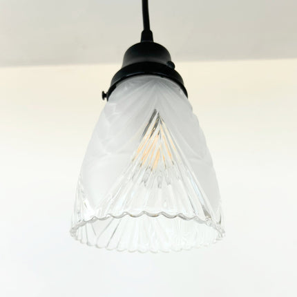 Clear And Frost Fan Ribbed Scallop Pendant Light/Wall Sconce