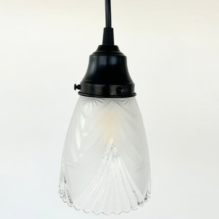 Clear And Frost Fan Ribbed Scallop Pendant Light/Wall Sconce