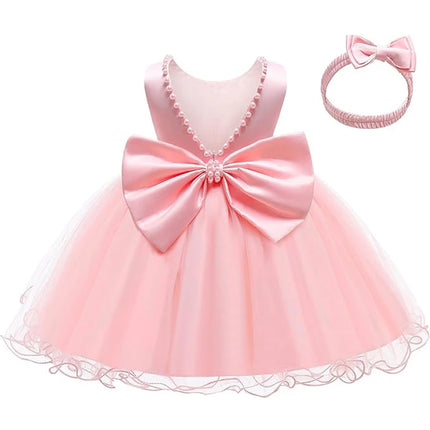 White Dress For Girls Tutu Princess Dress Christmas Party Big Bow Baptism Dress Toddler 1st Birthday Party Infant Dress Gown