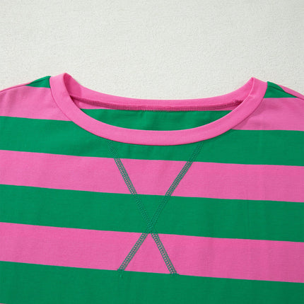 Rose Stripe Dolman Tee Drawstring Skort Athletic 2pcs Set