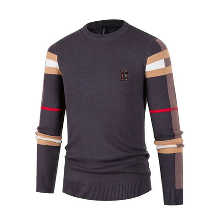 Men's Knitted Shirt Men's Thin Style Color blocked Interior Bottom Knitted Shirt Casual Middle Neck