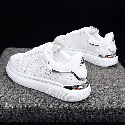 New Fashion White High Quality Women's White Thick Soled Sports Casual Couple Shoes Summer Lace-Up Trainers Gym Tennis Running Breathable High Quality Sneakers
