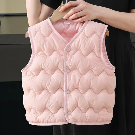 New Children Warm Cotton Vest Fashion Solid Boys Girls Baby Toddler Autumn Winter Waistcoats Casual Versatile Kids Clothing Tops