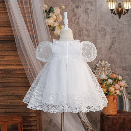 Toddler Baptism Party Baby Girl Dress Elegant Tulle Flower Wedding 1st Birthday Prom Dresses Girls Bridesmaids Evening Costumes
