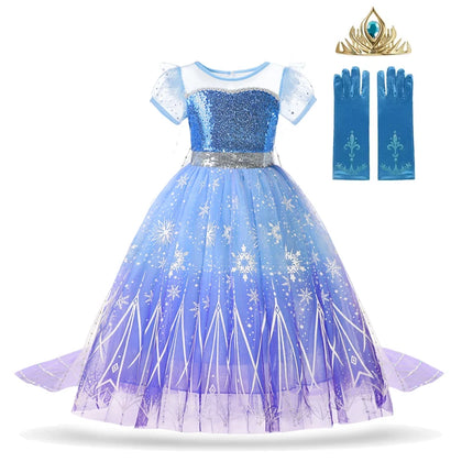 2026 Girl Elsa Role Playing Dress Frozan Cosplay Costume Princess Dresses Carnival Apparel Girls Birthday Wedding Luxurious Gown