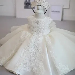 Girls Flower Girl Dress Tutu Princess Gown for Wedding Children First Birthday Party Pageant Christening Celebration Kid Dresses