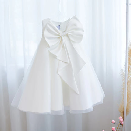 Girls' Birthday Party Bowknot Princess Dress, Children's Elegant Party Dress, Piano Host Performance Dress, Flower Girl Wedding Dress