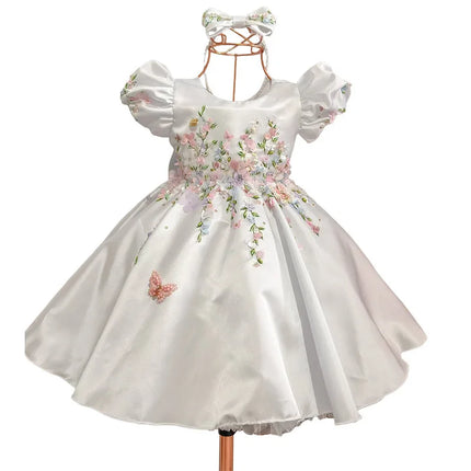 Flower Girl Dress Kids Satin Tulle Wedding Guest Party Birthday Bridesmaid Communion Pageant Prom Ball Gown Maxi