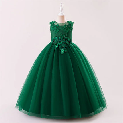 Elegant Baptism Wedding Girls Dress Fashion Tulle First Communion Princess Party Kids Dresses for Girl Bridesmaids Evening Gown