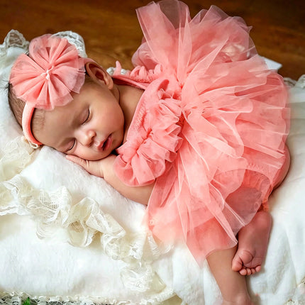 Ylsteed Newborn Photography Outfit Baby Tutu Dress + Headband Set 0-3M Soft Tulle Romper Princess Costume Photo Shoot Clothing