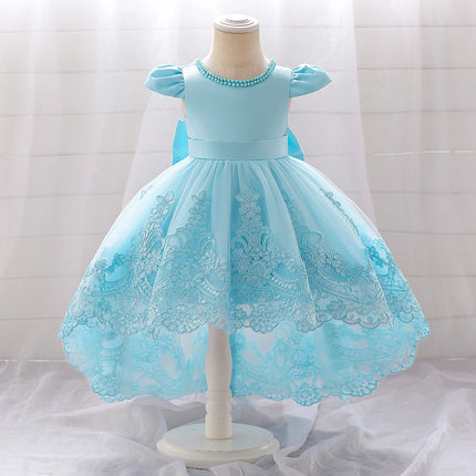 Big Bow Baby Girls 1st Birthday Princess Dress Toddler Infant Embroidery Flower Baptism Girl Party Dresses for Kids Wedding Gown