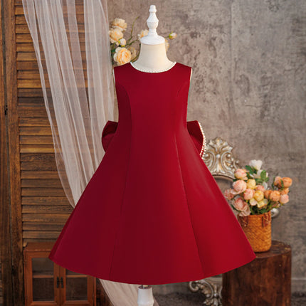 Fashion Baptism Party Prom Girls Dress Elegant Bow Wedding Bridesmaids Princess Dress for Girl Gala Birthday Graduation Costumes