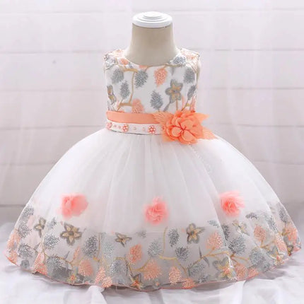 Infant Baby Girl Dress Tulle Baptism Dresses for Girls 1st Year Birthday Beading Lace Appliqued Party Wedding Prom Kids Clothes