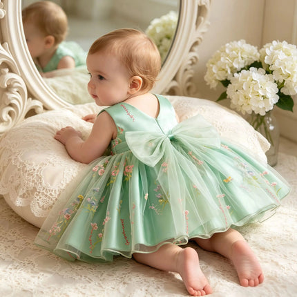 Baby Girls Butterfly 1st Birthday Flowers Tulle Bow Formal Wedding Party Dresses For Toddler Kids Baptism Photo Shoot Vestidos