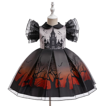 Church Bat Halloween Cosplay Costume for Girls Carnival Christmas Broom Birthday Party Dresses Pumpkin Ghost Prom Kids Clothing