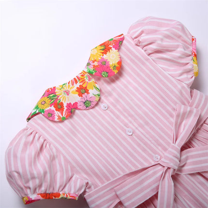 Pettigirl Girls Summer Pink Smocked Princess Dresses with Flower Embroidery for Kids Children Wedding Party 261012Years Old