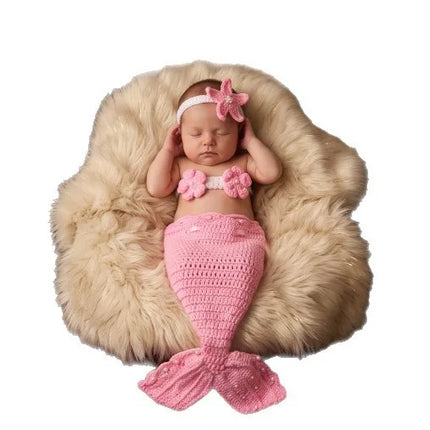 New Mermaid-Shaped Children's Photography Clothing, Studio Photo Shoot Outfit, Handmade Knitted Baby Mermaid Dress