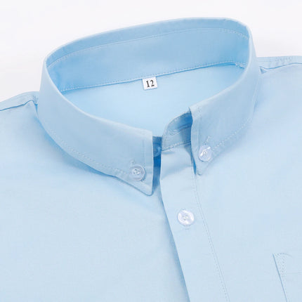 Boys Oxford Shirts Kids Light Blue School Uniform Halloween Chrtimas Easter Church Perform New Year Button Down Dress Clothes