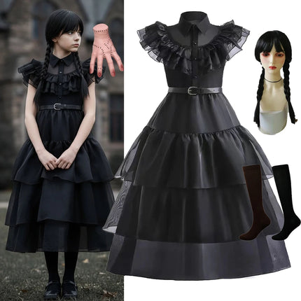 Girls Halloween Cosplay Gothic Dress Wed Role Playing Kids Carnival Party Costume Toddler Family Outfit