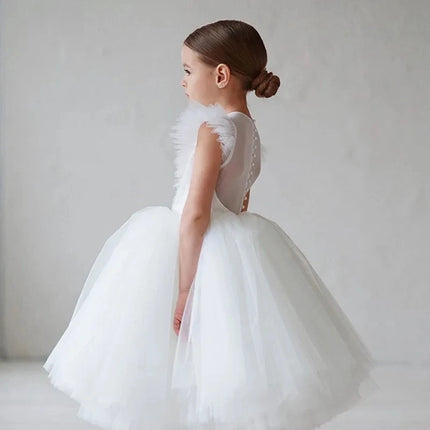 2026 New Summer Girls Dress Elegant Fashion Little Princess Dress Long Tulle Kids Lace Wedding Ceremony Dresses For 2-10 Years