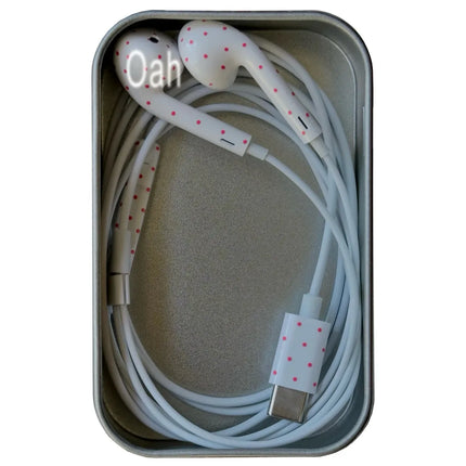 Oah Polka Dot Wired Earphones ABS Material Type-C/Lightning Dynamic Hifi Wired Earphones Digital Audio Headphones Gifts