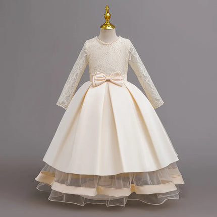 New Flower Girl Dresses For Weddings Fashion Lace Sequin Princess Birthday Party Dress Elegant First Communion For kid 4-14Years
