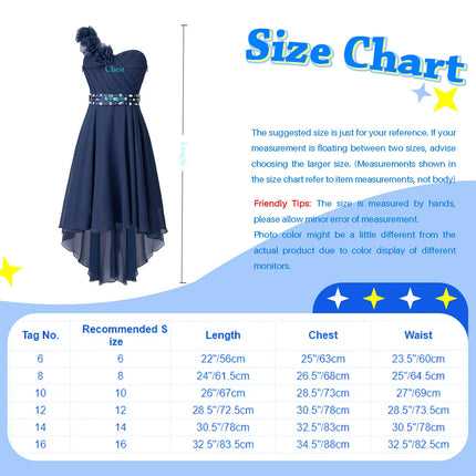 Girls Wedding Bridesmaid Dress Summer Elegant Chiffon One Shoulder Sleeveless Long Dress for Birthday Party Evening Prom Gown