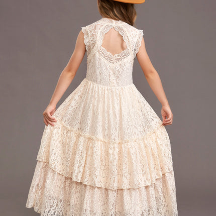 Girls Flower Dress Lace Cotton Dress Baby Kids Wedding Princess Party Dress Teenager Children Christmas Clothes for 4 6 8 10 12y