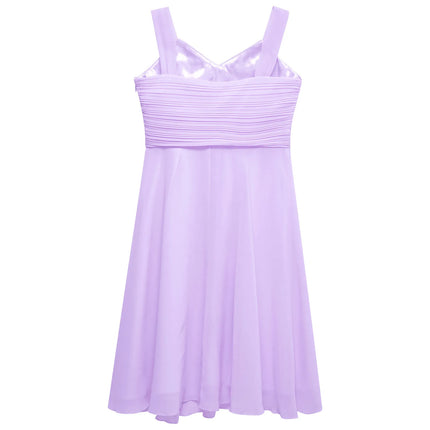 Children Girls Elegant Evening Birthday Party Maxi Dress Sleeveless Ruched Bodice Chiffon Princess Gown Wedding Bridesmaid Dress