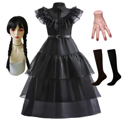 Girls Halloween Cosplay Gothic Dress Wed Role Playing Kids Carnival Party Costume Toddler Family Outfit