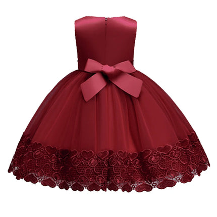 Summer Girls Dress Lace Applique Flower Girl Party Dresses Children Costume 2-10 Years Kids Wedding Princess Birthday Dress