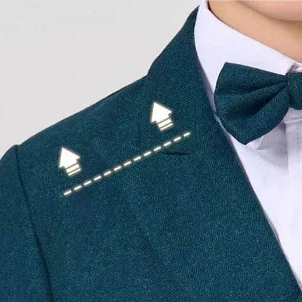 Children Dark Green 4Pieces/Set Jacket Vest Pants Bowtie Photograph Suit Gentleman Kids Elegant Dress Boys Performance Costume