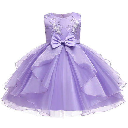 Summer Girls Flower Embroidery Princess Party Dress Baby Kids Christmas Wedding Ball Gown Dresses Children ClothesFor 3-10yrs